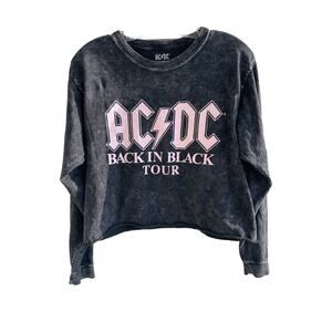 AC/DC long sleeve black CROP top with pink lettering.  Small